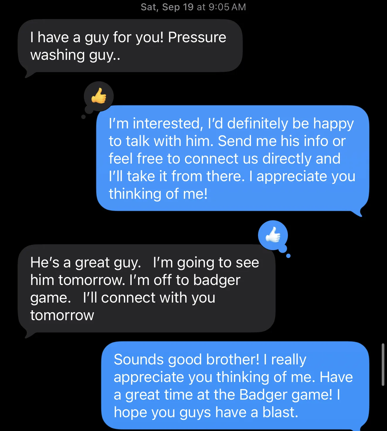 Text exchange with ArmorShield, Sep 19, 2026